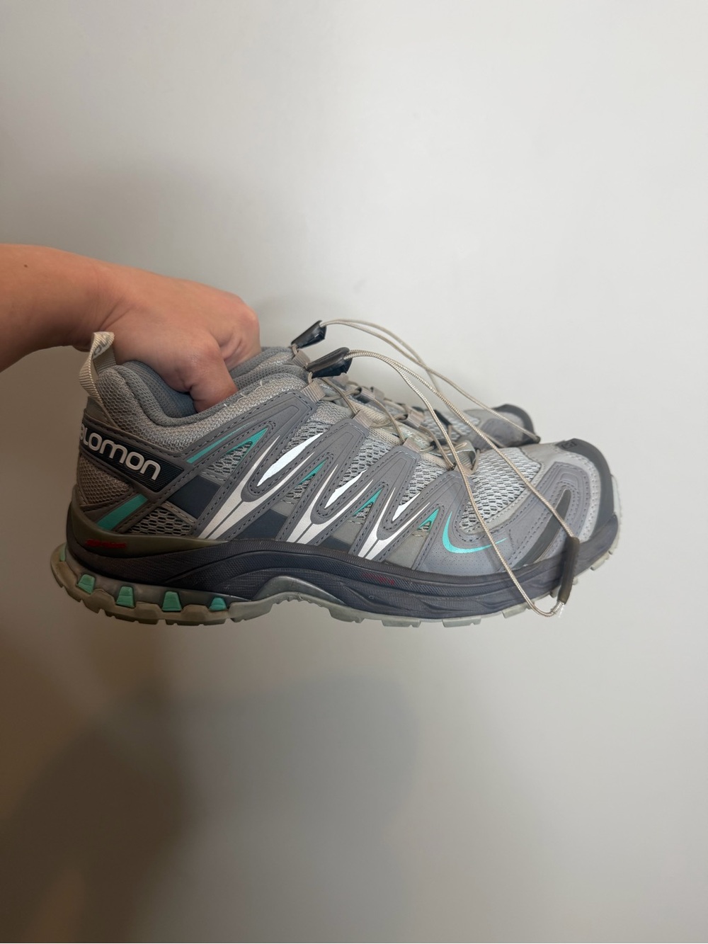 Salomon XA Pro 3D Women’s 7 Gray Aqua Trail Running Shoes Gorpcore Quicklace